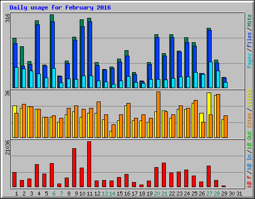 Daily usage for February 2016