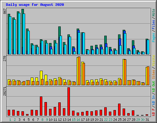 Daily usage for August 2020