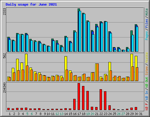 Daily usage for June 2021