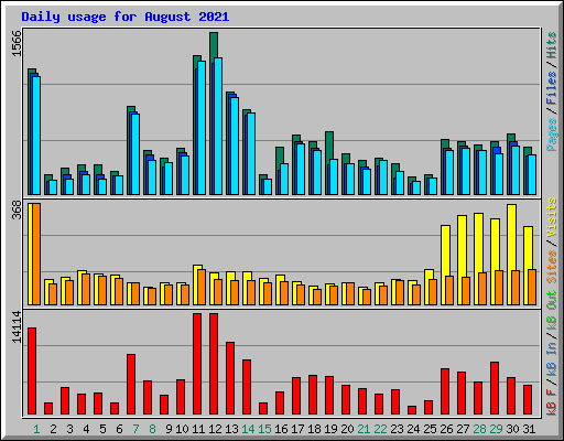 Daily usage for August 2021