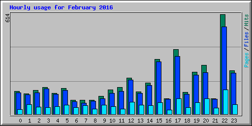 Hourly usage for February 2016